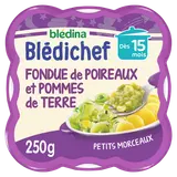 BLEDINA BLEDICHEF - Plat bébé du soir Fondue de poireaux et pommes deterre, dès 15 mois - 250g - Repas bébé