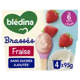 BLEDINA - Dessert brassé bébé fraise dès 6 mois - 4x95g