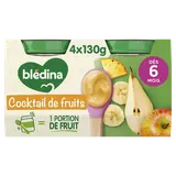 BLEDINA - Cocktail de fruits, de 6 à 12 mois - 4x130g