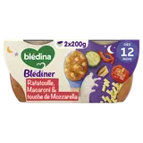 Plat bébé du soir ratatouille macaronis, dès 12 mois BLEDINA BLEDINER2x200g