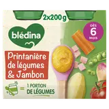 BLEDINA BLEDICHEF - Plat bébé du midi Printanière de légumes jambon, de 6 à 12 mois - 2x200g - Petits pots bébé