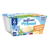 NESTLE P'TITS BRASSE - Desserts lactés P'tit Brasse banane pêche, de 6à 12 mois - 4x90g