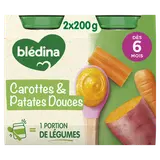 BLEDINA - Purée carottes patates douces, de 6 à 12 mois - 2x200g