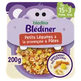 BLEDINA BLEDINER - Plat bébé soir morceaux légumes pâtes, dès 15 mois-200g - Repas bébé