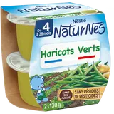 NESTLE NATURNES - Plat bébé du midi Haricots verts, dès 4 mois - 2x130g - Petits pots bébé
