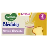 BLEDINA BLEDIDEJ - Lait et céréales saveur briochée, de 6 à 12 mois -4x250ml