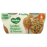 BLEDINA BLEDICHEF - Plat bébé du midi Salade de lentilles boulghour etpoivrons, dès 8 mois - 2x200g