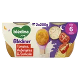 Douceur de tomates aubergines et semoule, de 6 à 12mois Bledina BLEDINER 2x200g