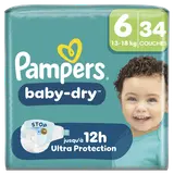 Couches PAMPERS Baby-Dry Taille 6 13kg-18kg x34