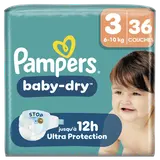 Couches PAMPERS Baby-Dry Taille 3 6kg-10kg X36