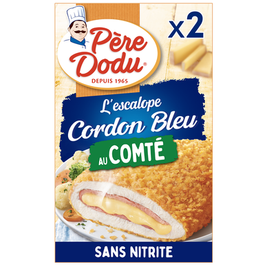 Escalope cordon bleu 100% filet au comté fondu, PERE DODU, 2 pièces, 200g