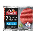 Steak haché pur boeuf 5%MG CHARAL - 2x130g - 260g