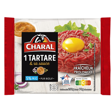 Tartare de Boeuf et sa sauce 5%MG CHARAL - 180g + 70g de sauce - 250g