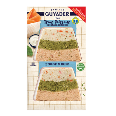 Terrine aux 3 poissons GUYADER, 2 tranches, 120g