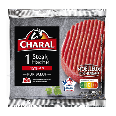 Steak haché pur boeuf 15%MG CHARAL - 130g