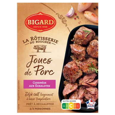 Joue de porc cuite et sauce échalote, BIGARD, France, barquette, 400g