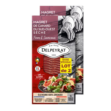 Magret de canard séché tranché, IGP Sud-Ouest, DELPEYRAT, France, lot2x70g