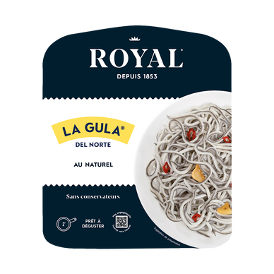 Préparation base poisson forme civelle nature, transformé en Espagne,barquette, 200g