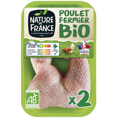 Cuisse de poulet blanc, Bio, NATURE DE FRANCE, 2 pièces,