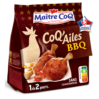 Coq'ailes barbecue, MAITRE COQ, France, sac, 250g
