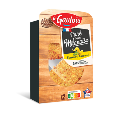 Pané façon Milanaise citronné, LE GAULOIS, 2 pièces, Barquette, 200g