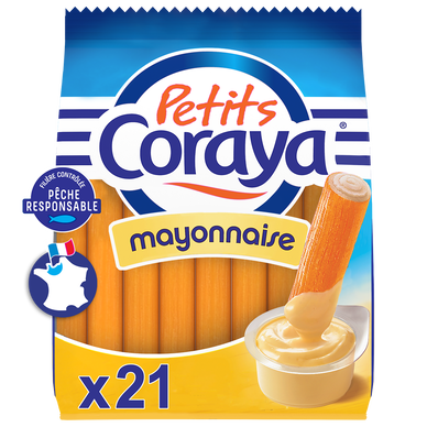 Mini bâtonnets de surimi sauce mayonnaise PETITS CORAYA x21 - 210g