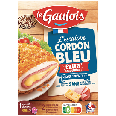 Escalope de dinde cordon bleu extra croustillants, LE GAULOIS, 2 pièces, étui, 200g