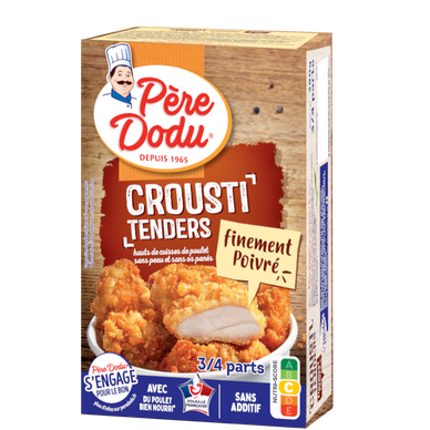Crousti Tenders Finement poivré hauts de cuisse de poulet, PERE DODU,France, étui, 380G