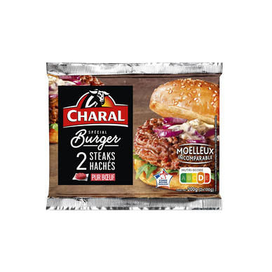 Steak haché pur boeuf Spécial burger CHARAL - 2x100g - 200g