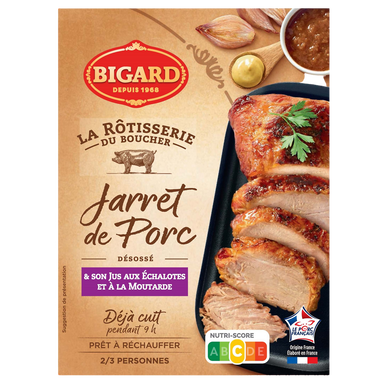 Jarret de porc cuit et son jus d'échalotes/moutarde, France, 1 pièce,barquette, 460g