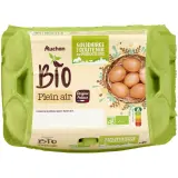 AUCHAN SOLIDAIRES BIO CULTIVONS LE BON Oeufs de poules élevées en plein air