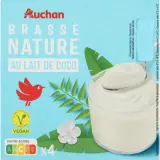 AUCHAN Yaourt végétal brassé nature au lait de coco