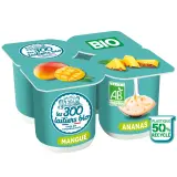 LES 300 LAITIERS BIO Yaourt avec morceaux panaché mangue ananas