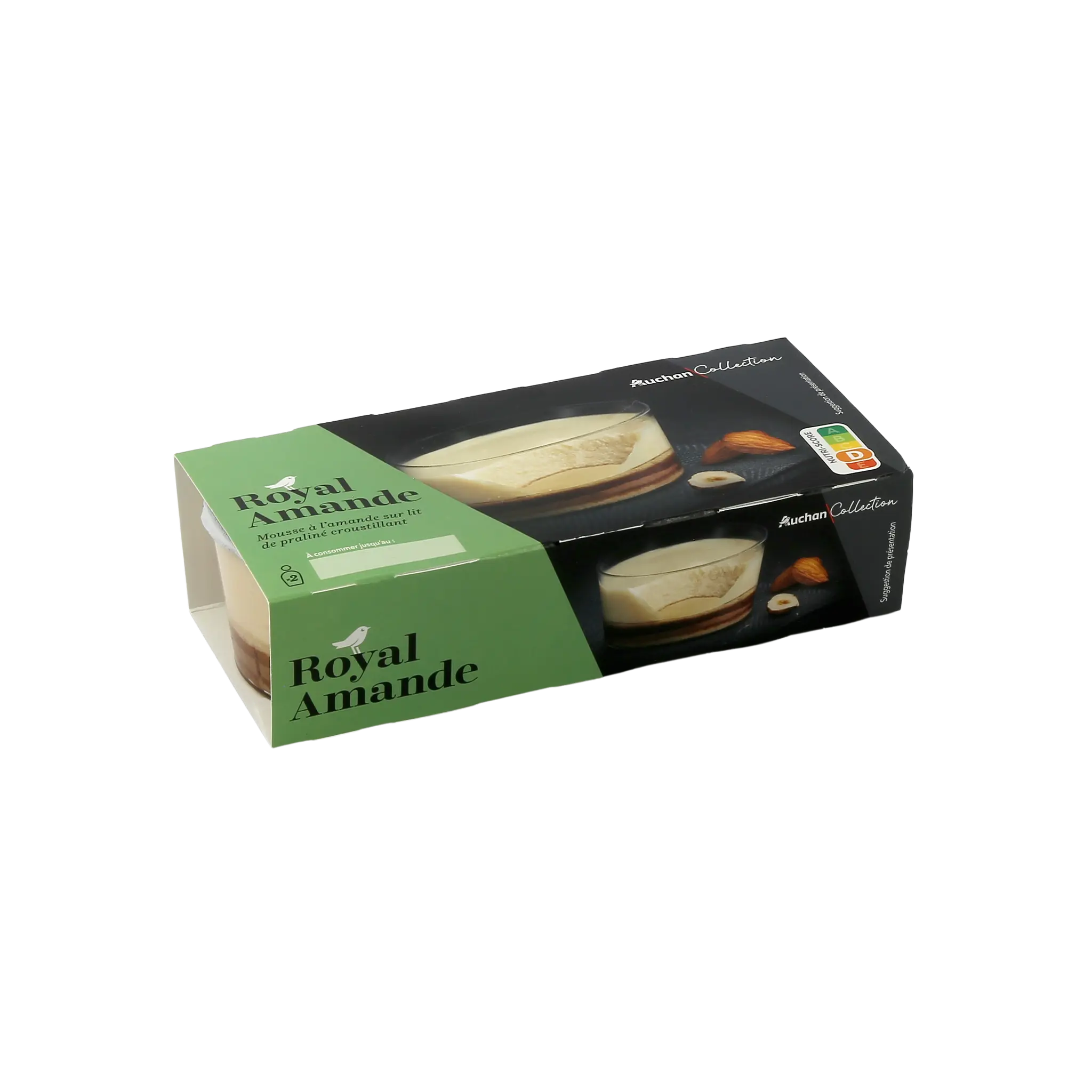 AUCHAN COLLECTION Mousse à l'amande sur lit de praliné croustillant