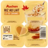 AUCHAN Riz au lait sur lit de caramel