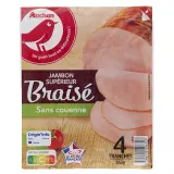 AUCHAN Jambon supérieur braisé sans couenne