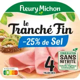 FLEURY MICHON Jambon tranché fin réduit en sel sans nitrite
