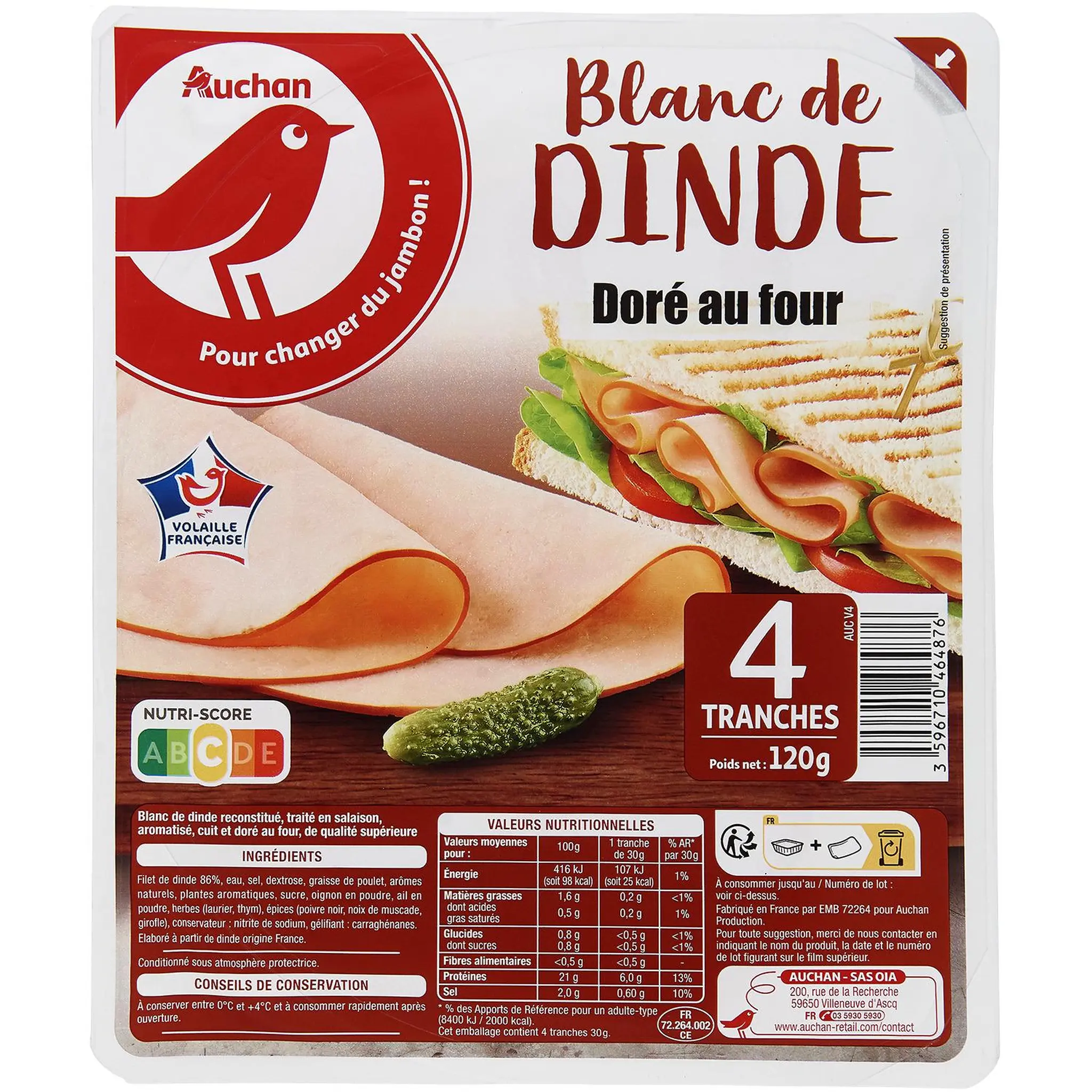 AUCHAN Blanc de dinde