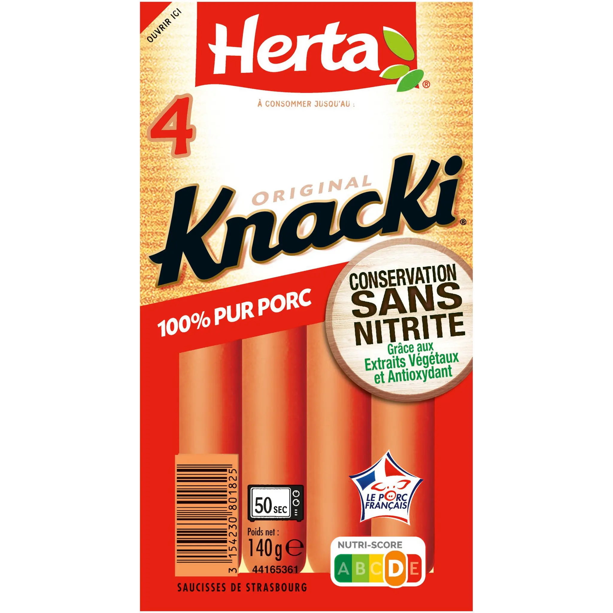 HERTA Knacki saucisse sans nitrite pur porc