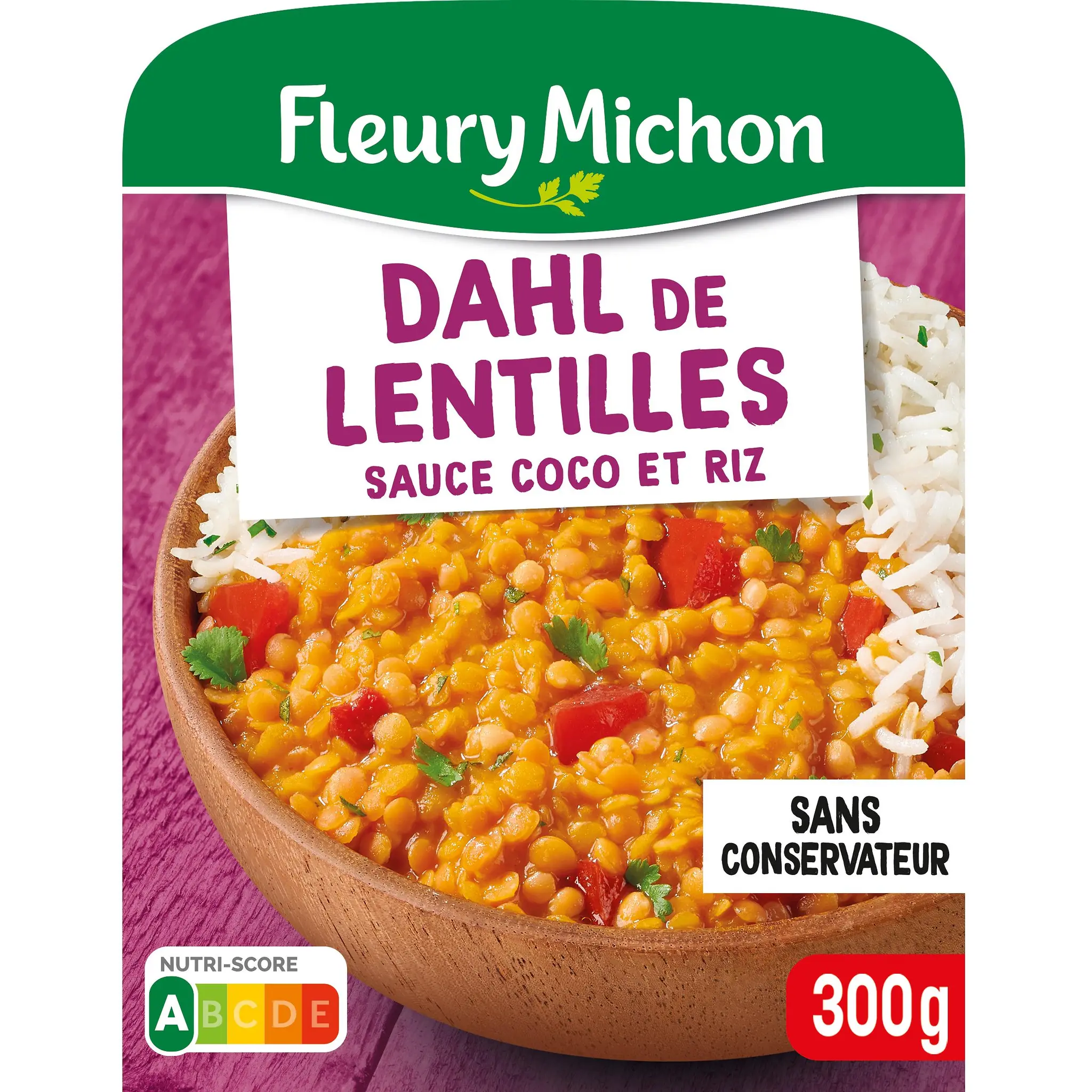 FLEURY MICHON Dahl de lentilles corail épicées sauce coco riz basmati
