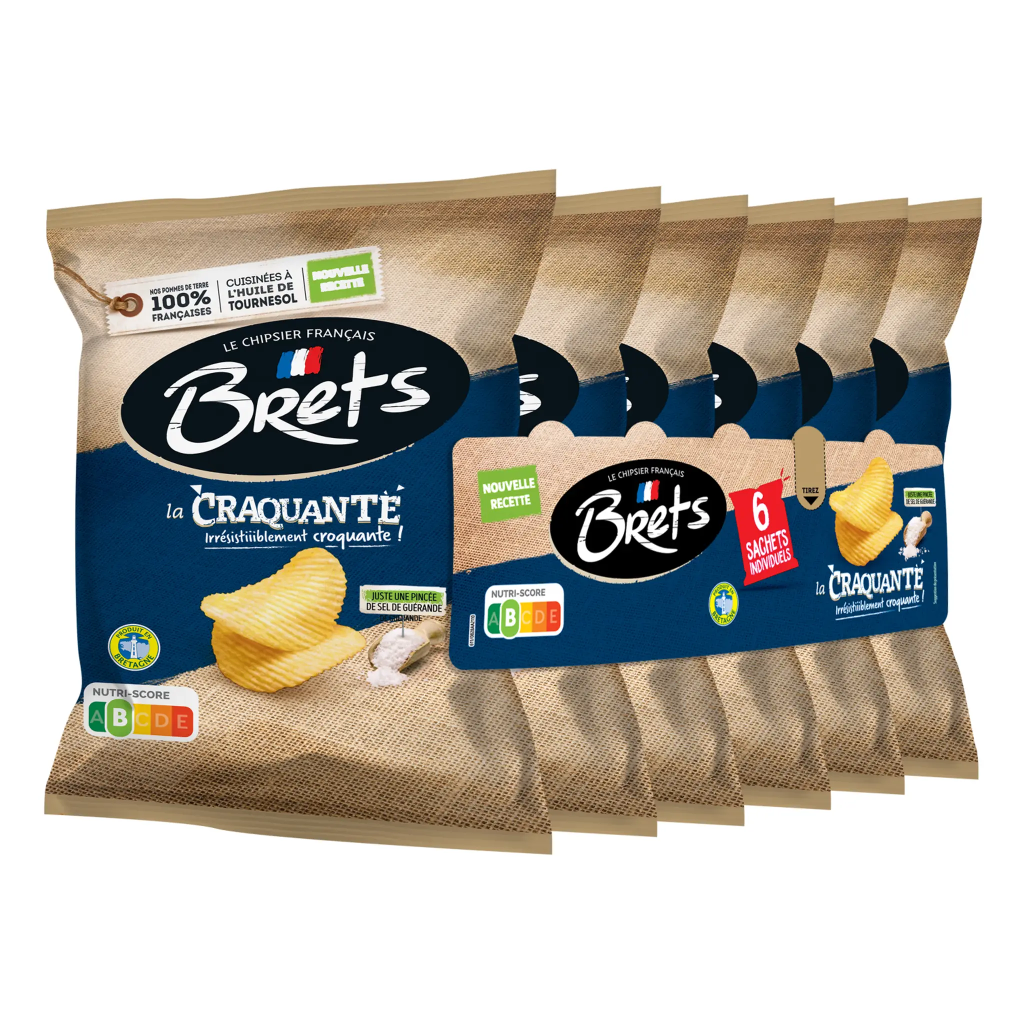BRETS Chips nature la Craquante au sel de Guérande en sachets individuels