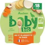 AUCHAN BABY BIO Assiette blanquette de dinde dès 18 mois sans sel ajouté