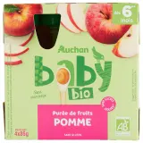 AUCHAN BABY BIO Gourde purée de fruits à la pomme dès 6 mois