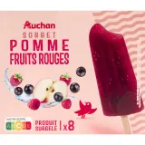 AUCHAN Bâtonnets glacés sorbet pomme fruits rouges