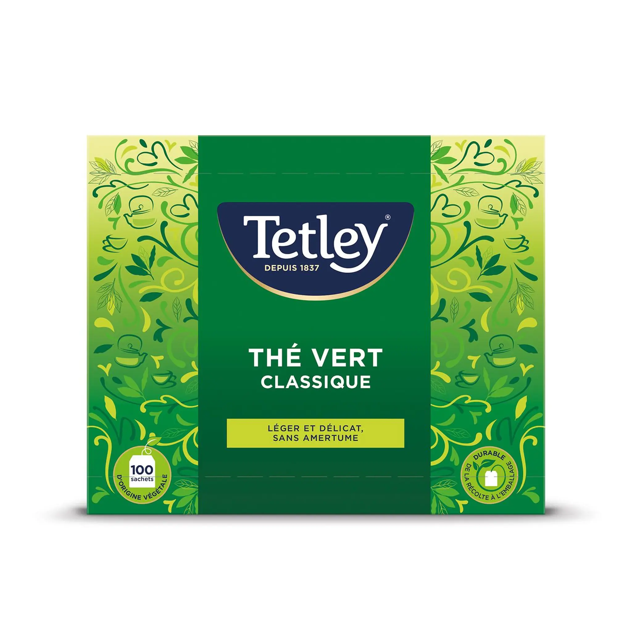 TETLEY Thé vert classique léger et délicat