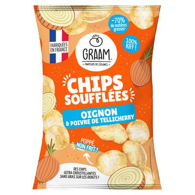Graam Chips soufflées Oignon et Poivre de Tellicherry, 60g