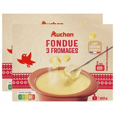 Auchan Fondue 3 fromages, Lot de 3x150g