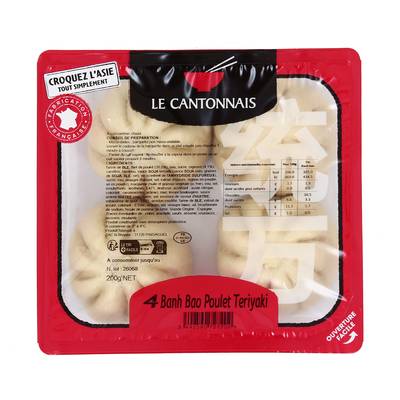 Le Cantonnais Banh bao de Poulet Teriyaki, 4 pièces - 200g