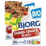 Bjorg Veggie Quinoa Tomates Olives Plat Cuisiné Bio en sachet micro-ondable, Lot de 2x250g