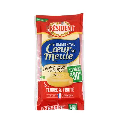 Président Emmental coeur de meule réduit en sel de 30%, 200g